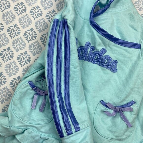 3/$15 Adidas Blue And Purple Ruffled Hooded Sweater Baby - Picture 5 of 9